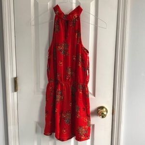 Red floral romper